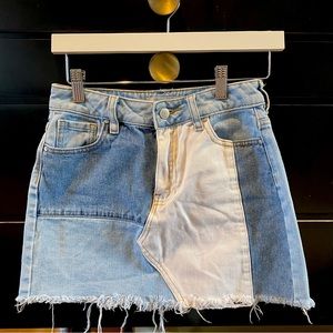 Colorblock Denim Mini Skirt